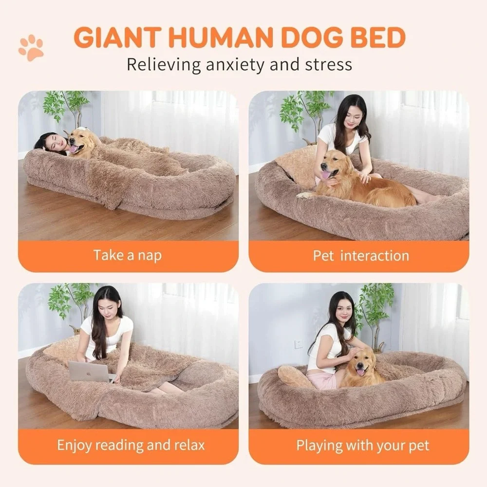 Extra Large Human Dog Bed For People Adults, 73x47x12 Inch Human Sized Dog Bed